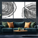 Abstract Large Tree Rings – Minimalist Black and White Wood