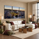 Dodger Stadium Sunset Game Triple Canvas Wall Art - Los