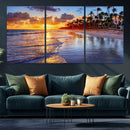 Serene Beach Sunset Wall Art Canvas- Coastal Seascape Print