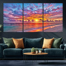 Vibrant Sunset Beach Wall Art - Ocean Sunset Canvas Print |