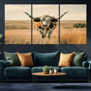 Texas Cow Wall Art Canvas Print for Farm House Wall Decor, by MyGreatCanvas | Canvas Wall Art Prints | Photo Prints & Wall Decor