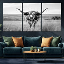 Texas Cow Longhorn Wall Art Canvas Print for Farm House Wall