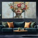 Golden Petal Wall Art Canvas Print - Silhouette Woman Wall