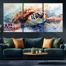 Watercolor Sea Turtle Wall Art Canvas Print - Vibrant Ocean