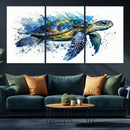 Turtle Wall Art Canvas Print, Framed Watercolor Turtle Art