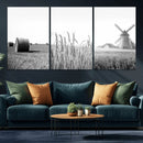 Vintage Farmhouse Black and White Triptych Wall Art – Giclee