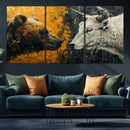 Bear and Bull Wall Art Canvas Print – Abstract Animal