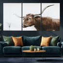 Rustic Bull Wall Art Canvas Print – Modern Longhorn