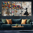 Banksy Wall Art - Banksy Girl and Butterfly Explosion Wall by MyGreatCanvas | Canvas Wall Art Prints | Photo Prints & Wall Decor