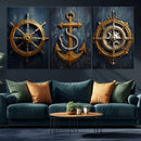 Boat Anchor Compass With Rope Wall Art Canvas Print | Beach by MyGreatCanvas | Canvas Wall Art Prints | Photo Prints & Wall Decor