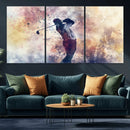 Abstract Watercolor Golf Player Wall Art Canvas Print