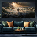 Jesus Walking on Water Wall Art Canvas Print - Religious