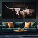 Texas Longhorn Wall Art Canvas Print | Western Ranch Decor |
