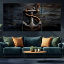 3 Panel Grunge Abstract Anchor Wall Art Canvas Print Set
