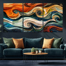 Abstract Wave Wall Art | Ready to Hang Framed Canvas Print |