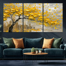 Yellow Blossom Tree Canvas Wall Art - Floral Abstract Modern