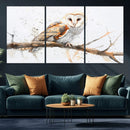 Barn Owl Wall Art on Branch | Stunning Canvas Print for