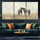 Chines Style Grunge Horses Wall Art Canvas Print