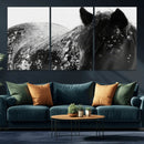 Black Horse in Snow Canvas Print | Winter Horse Wall Art |