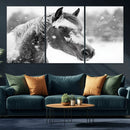 Black Horse Winter Wall Art | Ready to Hang and Framed |