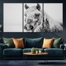 White Horse Wall Art | Ready to Hang and Framed | Winter