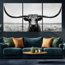 Longhorn Bull Canvas Print | Rustic Farmhouse Wall Art |
