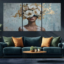 Golden Petal Wall Art - Petal Silhouette Woman Wall Art by MyGreatCanvas | Canvas Wall Art Prints | Photo Prints & Wall Decor