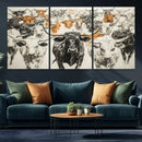 Farmhouse Wall Art | Western Longhorn Cattle Canvas Print | by MyGreatCanvas | Canvas Wall Art Prints | Photo Prints & Wall Decor