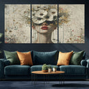 Abstract Floral Women Patel Wall Art Canvas Print