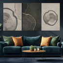 Modern Abstract Tree Ring Canvas Art Set | 3 Panel Large