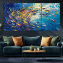 Colorful Swirling Fish School Wall Art Canvas Print |
