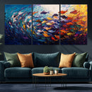 Vibrant Abstract Fish Swarm Art – Colorful Fish Inspired