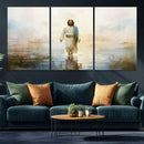 Framed Jesus Walking on Water Wall Art - 3-Panel Christian