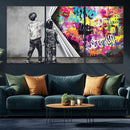 Banksy Print - Street Art Canvas Wall Art - Kids Revealing