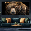 Grizzly Brown Bear Canvas Wall Art, Wildlife Animal Canvas
