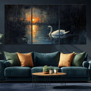 Abstract Swan on Water Wall Art Canvas Print - Elegant
