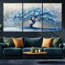 Abstract Blue Tree Art Canvas Print, Majestic Tree Wall Art