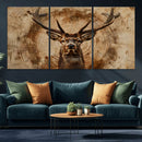 Wood Abstract Deer Wall Art | Rustic Wildlife Canvas Print |