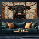 Rustic Texas Artwork Wall Art Canvas Print - Abstract Cow