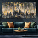 Golden Forest Abstract Wall Art | Dark Forest with Gold
