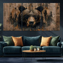 Rustic Grizzly 399 Wall Art | Triptych Canvas Print | Rustic