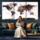 World Map Canvas Print – Detailed Map of the World Wall Art