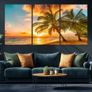 Tropical Sunset Beach Canvas Wall Art Print – Vibrant Palm by MyGreatCanvas | Canvas Wall Art Prints | Photo Prints & Wall Decor