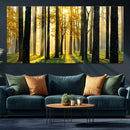 Sunlit Forest Wall Art Canvas Print – Large Framed Woodland