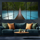 Suspension Bridge Over River Canvas Art | 3-Panel Nature by MyGreatCanvas | Canvas Wall Art Prints | Photo Prints & Wall Decor
