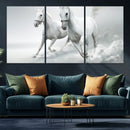 Large Wall Art Canvas Print – Beautiful Running White Horses