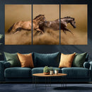 Large Wall Art Canvas Print – Two Running Brown Horses