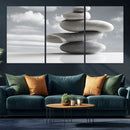 Still Life Black and White Zen Stones Wall Art Canvas,