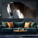 Large Wall Art Cream Colored Horse on Grey Background Canvas