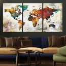 Watercolor World Map Canvas Print – Framed Wall Art for by MyGreatCanvas | Canvas Wall Art Prints | Photo Prints & Wall Decor